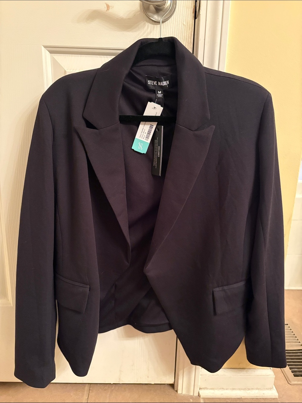 Steve Madden Women's Navy Open-Front Blazer